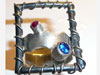 geschw&auml;rzter silberring blauer und weisser spinell